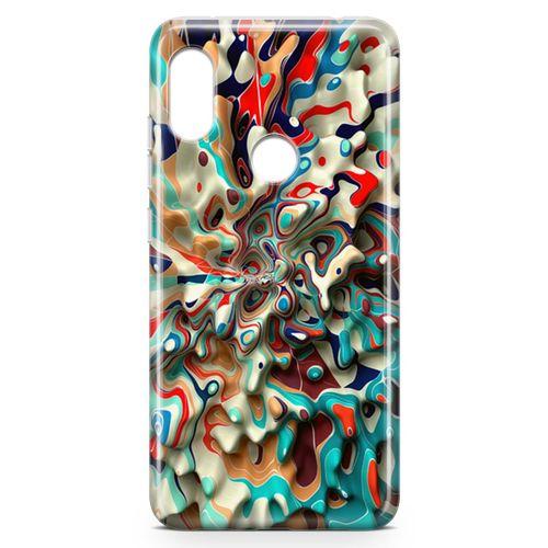 Xiaomi Redmi Note 6 Pro Kılıf Mermer Cam Göbeği Arka Kapak Koruma Desenli Full Koruyucu
