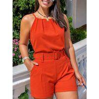 Kadın Boyundan Ip Askılı Bluz Ve Kısa Ikili Takım