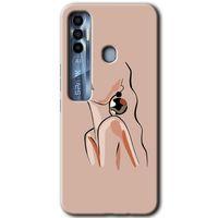 Tecno Spark 7 Pro HD Baskılı Kılıf + 9D Tam Ekran Koruyucu - Çizim Silüet