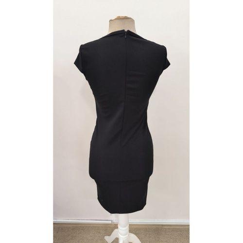 Kadın Kısa Kollu Yakası Asimetrik Kısa Ithal Krep Elbise