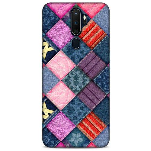 Oppo A9 2020 Kılıf Patchwork (39) Liquid Crystal Kılıf Şeker Pembe Bordo