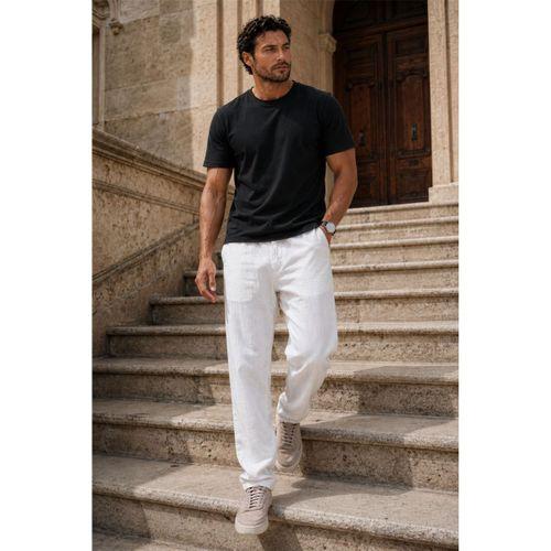 Sorrentino Relax Fit %100 Pamuk Flamlı Kumaş Erkek Jogger Pantolon - Ekru