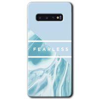 MRCİLETİSİM MRCİLETİSİM Samsung Galaxy S10 Kılıf HD Desen Baskılı Arka Kapak + Temperli Cam - Fearless