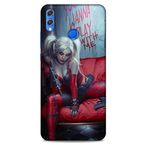 Huawei Honor 8x Uyumlu Kılıf Harley Quinn (22) Tam Koruma Kılıfı Kırmızımsı kahverengi