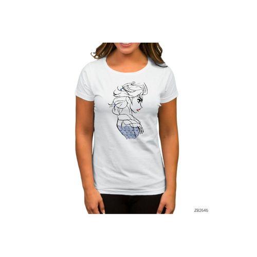 Karlar Ülkesi Elsa Çizim Beyaz Kadın Tişört