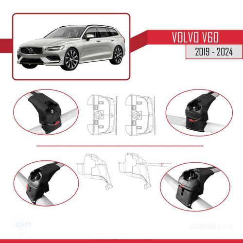 Volvo V60 2019 ve Sonrası ile uyumlu ACE-2 Ara Atkı Tavan Barı GRİ
