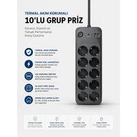 Termal Akım Korumalı Usb Type-c Girişli 10'lu Grup Priz 2500w Güç Kapasitesi  kopya