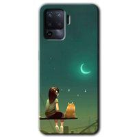 Oppo Reno 5 Lite Kılıf HD Desen Baskılı Arka Kapak + Temperli Cam - Kedili Kız