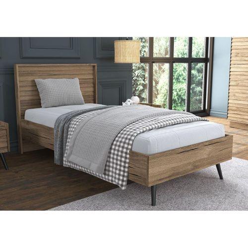 Della Premium Panjur Başlıklı Tek Kişilik Karyola - Minifiks - Pera / Siyah