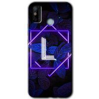 Tecno Spark 6 Go Kılıf HD Desen Baskılı Arka Kapak - Dark Neon Yaprak L Harfi + Kırılmaz Cam