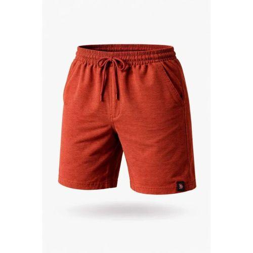 Erkek Otoban Dokuma Şort Beli Lastikli Bağcıklı, Cepli, Rahat Kesim Günlük Yazlık Şort - Turuncu