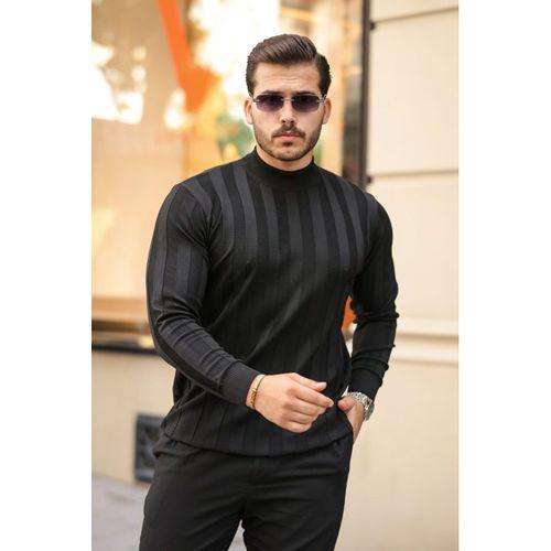 Erkek Yarım Balıkçı Yaka Kabartma Desenli Triko