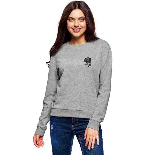 Silhouette Rose Baskılı Gri Kadın Sweatshirt