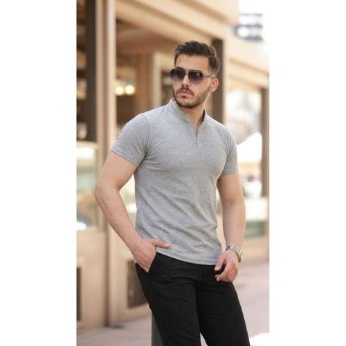 Erkek Hakim Yaka Dokuma Pamuklu Kumaş Kısa Kollu T-shirt