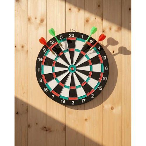 15 İnç Dart Tahtası 4 Metal Uçlu Dart Oku Dayanıklı Ahşap Gövde