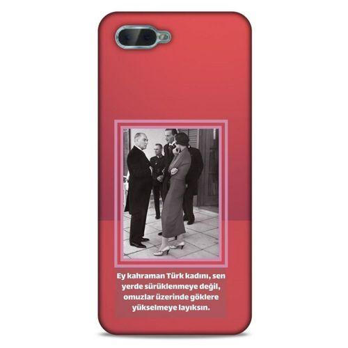 Oppo Rx17 Neo Kılıf Atatürk (5) Koruma Kabı Açık Kırmızı