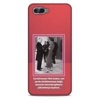 Oppo Rx17 Neo Kılıf Atatürk (5) Koruma Kabı Açık Kırmızı