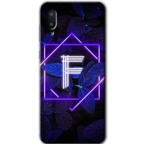 Samsung Galaxy A02 Kılıf Baskılı Kapak - Dark Neon Yaprak A Harfi + 5D Tam Kaplayan Cam