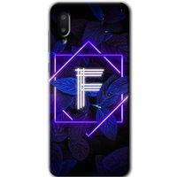 Galaxy A02 Kılıf HD Desen Baskılı Arka Kapak - Dark Neon Yaprak F Harfi