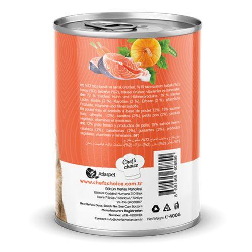 Chefs Choice Yetişkin Kediler İçin, Tahılsız, Hipoalerjenik, Somon Balıklı Ve Balkabaklı Ezme 12x400 gr
