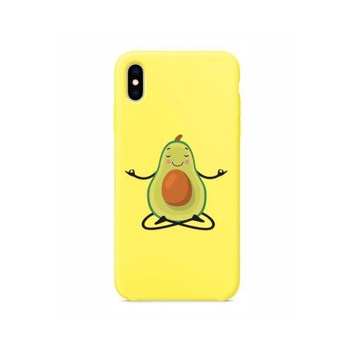 Avokado Tasarımlı iPhone X Sarı Telefon Kılıfı