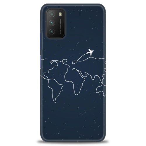 Xiaomi Poco M3 Kılıf HD Baskılı Kılıf - Uçak ve Dünya + Tam Ekran Koruyucu