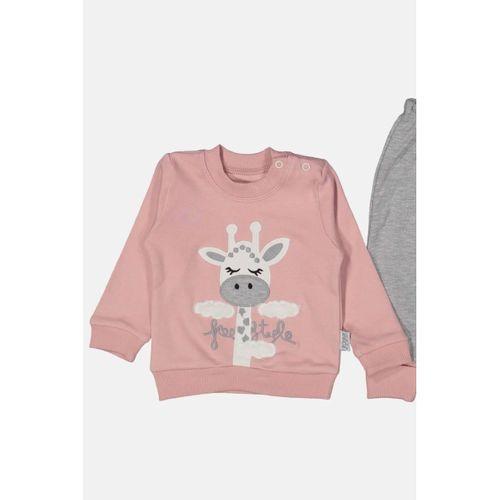 Zürafa Nakışlı % 100 Pamuk Kız Bebek Takımı