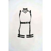 Siyah Jartiyer Harness Deri Vücut Tokalı Aksesuar - Brf1301