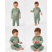 6/24 Ay Çizgili Kol Detaylı Baskılı Bebek Takımı