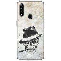 Lopard Oppo A31 Uyumlu Kılıf Tattoo's (24) Darbe Emici Kılıf Şapkalı İskelet