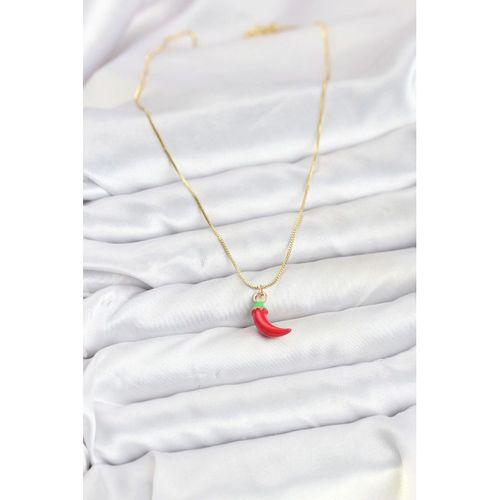 Pirinç Gold Renk Kırmızı Kapya Biber Model Kadın Kolye