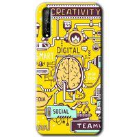 MRCİLETİSİM Huawei Y8P Kılıf Baskılı Kapak - Smart 2 + 5D Tam Kaplayan Cam