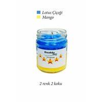 Premium Seri 2 Renk 2 Koku Sarı Lacivert Beş Yıldız Kavanoz Mum 210 cc - RYL