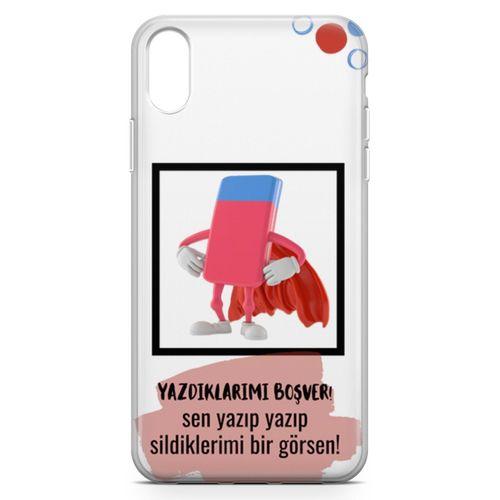 Apple iPhone XR Kılıf Yazdıklarımı Boşver Arka Kapak Koruma Desenli Full Koruyucu
