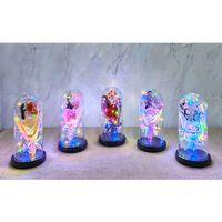 Işıklı  Müzkli Dekoratif Cam Fanus İçinde Gül