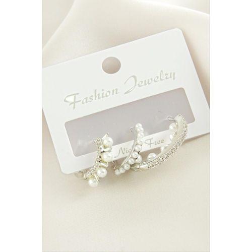 3 Adet Çivi İnci Zirkon Taşlı Küpe