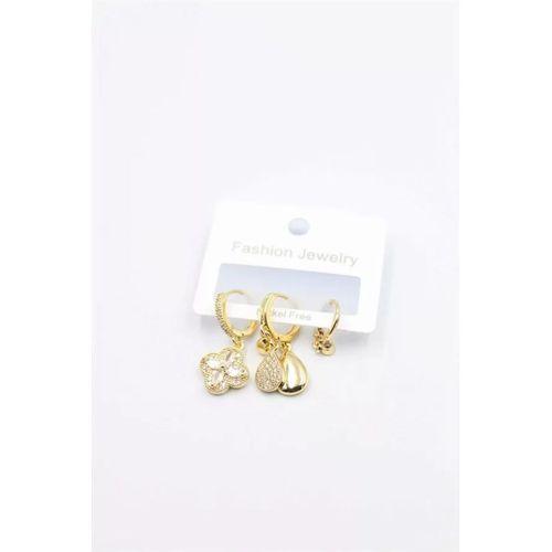 3'lü Yonca Küpe - Altın