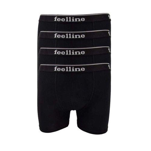 4 adet Feelline Siyah Pamuklu Doğal Likralı Erkek Boxer