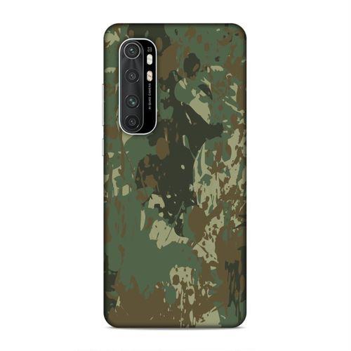 Xiaomi Mi Note 10 Lite Kılıf Yesil Kamuflaj Arka Kapak Silikon Koruma Full Koruyucu