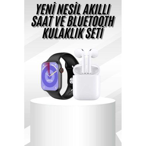 Yeni Nesil Akıllı Saat Ve Kulaklık Seti Gümüş Kasa Zarif Tasarım Çok Fonksiyonlu