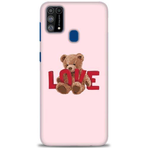 Samsung Galaxy M31 Kılıf HD Baskılı Kılıf - Love Bear + Tam Ekran Koruyucu