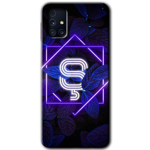 Samsung Galaxy M31s Kılıf Baskılı Kapak - Dark Neon Yaprak Ş Harfi + 5D Tam Kaplayan Cam