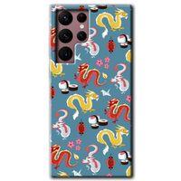 Potkal Hediye Fabrikası Samsung Galaxy S22 Ultra Kılıf HD Desen Baskılı Arka Kapak - Funky Dragon