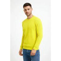 Erkek Bisiklet Yaka Petekli Dokulu Triko Kazak Pamuklu Ince Dokuma, Uzun Kollu Rahat Regular Kalıp - Sarı