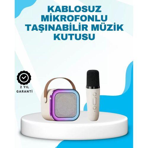 Karaoke Mikrofon Hoparlör Seti Bluetooth Kablosuz Taşınabilir