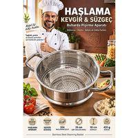 Haşlama Aparatı Kevgir Süzgeç 24 cm Buharda Pişirme Mantı Makarna Süzgeci Tencere İçi Haşlama Sepeti 18/10 304 paslanmaz çelik 723658