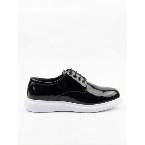 BA0003 Siyah Bağcıklı Rugan Beyaz Taban Erkek Klasik Ayakkabı