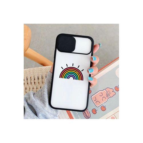 iPhone 11 Gökkuşağı Kamera Korumalı Siyah Telefon Kılıfı