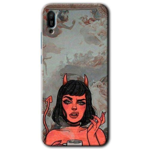 Huawei Y6 2019 HD Baskılı Kılıf + 9D Tam Ekran Koruyucu - Devil Girl
