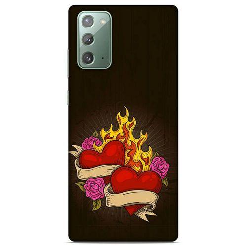 Lopard Samsung Galaxy Note 20 Uyumlu Kılıf Tattoo's (14) Lansman Kılıf Çift Kalp